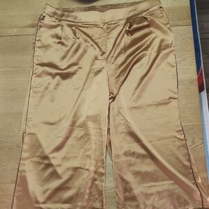 Satin Wide-Leg Pants in Tan